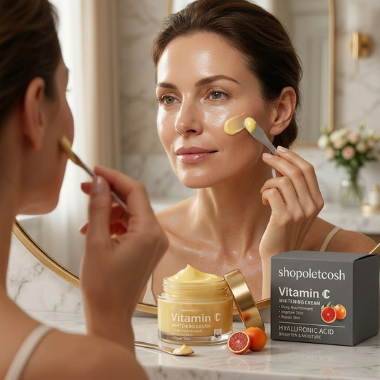 Shopoletcosh Vitamin C Glass Skin Cream: Intense Brightening Complex with Vitamin E - For a Clear, Dewy & Healthy Complexion