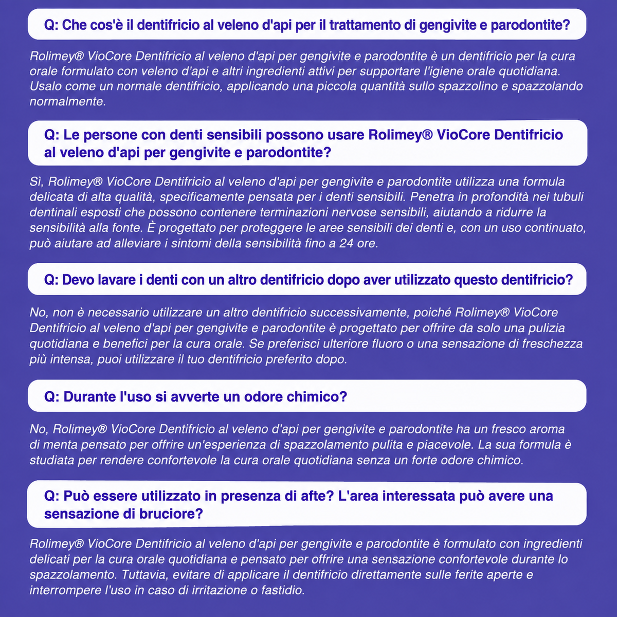 Rolimey® VioCore – Dentifricio al veleno d’api per gengivite e parodontite